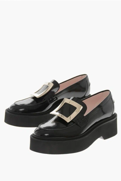 Roger Vivier Patent Loafers With Platform Sole In Black