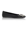 Roger Vivier Trompette Bellerine Glossed-leather Ballet Flats In Black