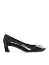 Roger Vivier Belle Vivier Trompette Leather Ballerina Shoes In Black