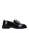 Roger Vivier Viv Rangers Black Patent Loafers In Black