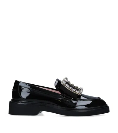 ROGER VIVIER PATENT VIV' RANGER STRASS BUCKLE LOAFERS