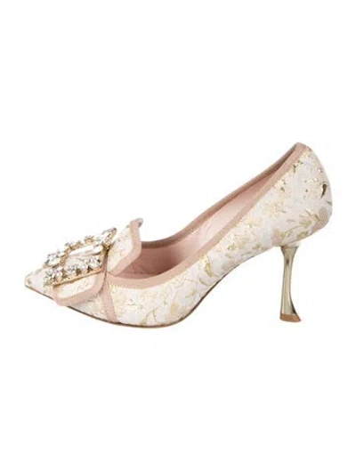 Pre-owned Roger Vivier Patterned Crystal Embellishments Pumps In Neutral