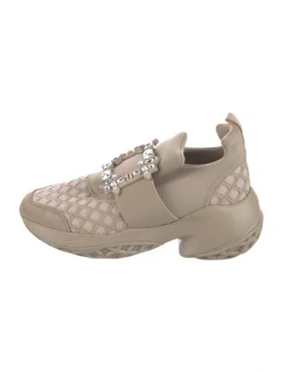 Pre-owned Roger Vivier Patterned Crystal Embellishments Sneakers In Neutral