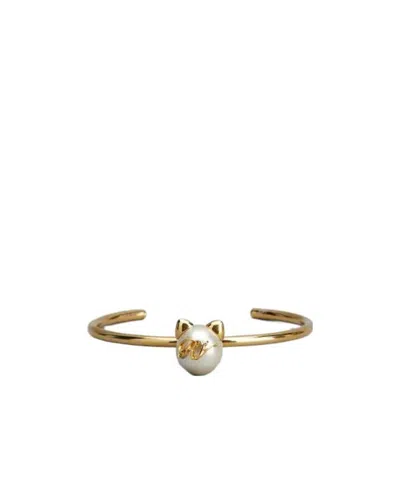 Roger Vivier Pearl Cat Bracelet In Yellow