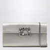 Roger Vivier Pearl Grey Satin Clutch Bag With Buckle