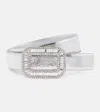 Roger Vivier Pilgrim Metallic Leather Belt In Argento