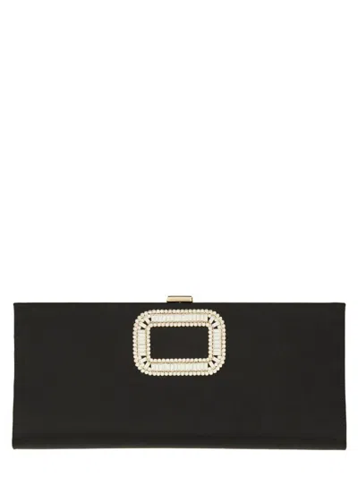 Roger Vivier "pilgrim" Buckle Clutch Bag In Black