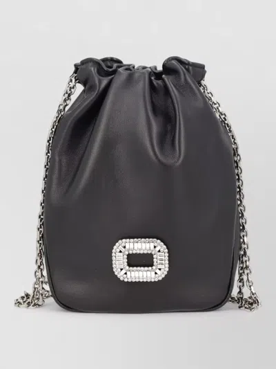 Roger Vivier Pilgrim Chain Strap Bucket Bag Rectangular In Black