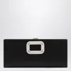 Roger Vivier Pilgrim Clutch In Black Satin With Jeweled Buckle Women