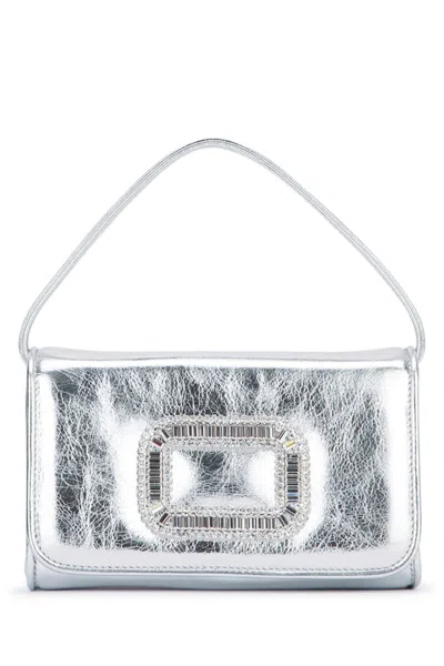 Roger Vivier Pilgrim Embellished Micro Tote Bag In Silver
