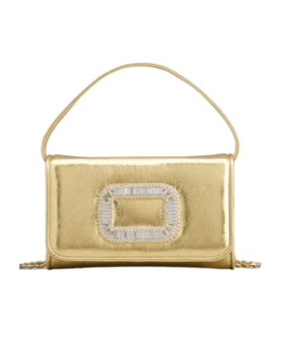 Roger Vivier Pilgrim Micro Bag In Leather In Golden