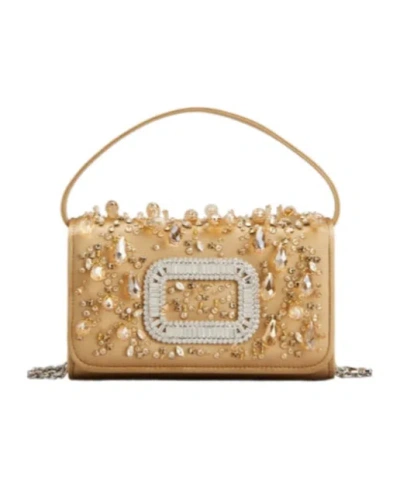 Roger Vivier Micro Pilgrim Chandelier Bag In Beige