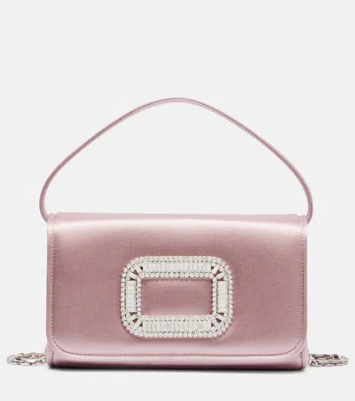 Roger Vivier Pilgrim Micro Embellished Satin Vanity Bag In Pink