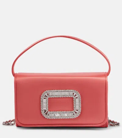 Roger Vivier Pilgrim Micro Satin Clutch In Pink
