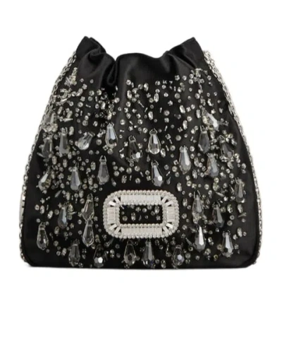 Roger Vivier Pilgrim Mini Bag In Satin In Black