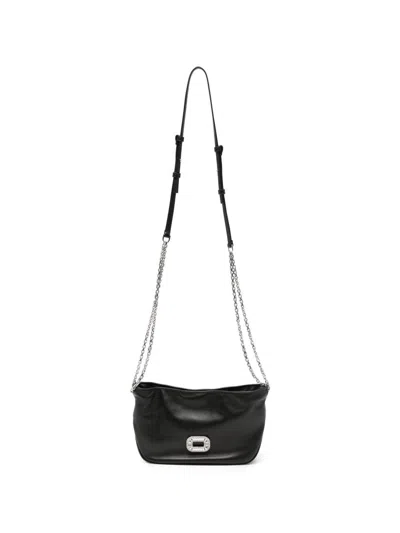 Roger Vivier Pilgrim Mini Leather Clutch In Black