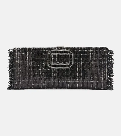 Roger Vivier Pilgrim Mini Sequined Clutch In Black