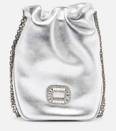 Roger Vivier Nano Pilgrim Crystal Buckle Crossbody Bag In White
