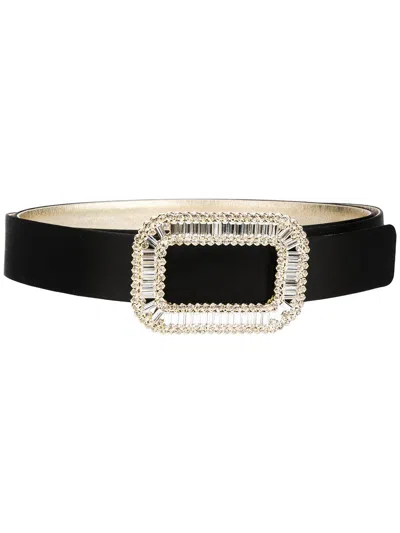 Roger Vivier Pilgrim Satin Belt In Black