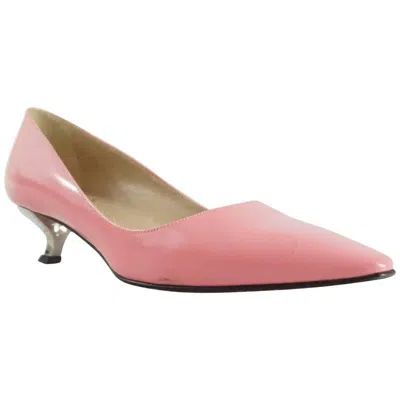 Pre-owned Roger Vivier Pink Leather Flats With Silver Heel - 37