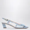 Roger Vivier Belle Vivier Buckled Patent-leather And Mesh Slingback Pumps In Blue