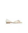 Roger Vivier Leather Crystal Buckle Slingback Ballerina Flats In White