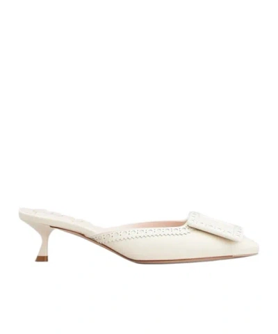 Roger Vivier Viv' In The City Mules In Leather In Beige