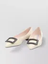 Roger Vivier Pointed Leather Ballerina Flats With Square Buckle