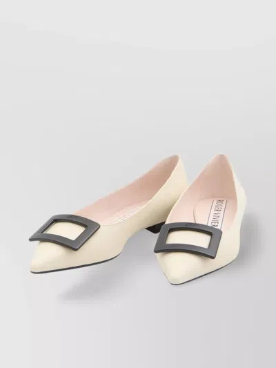 Roger Vivier Pointed Leather Ballerina Flats With Square Buckle