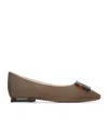 Roger Vivier Turtle Ballerina Buckle Toe Square In Brown