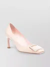 Roger Vivier Pointed Toe Leather Pumps With Buckle Detail In Pink