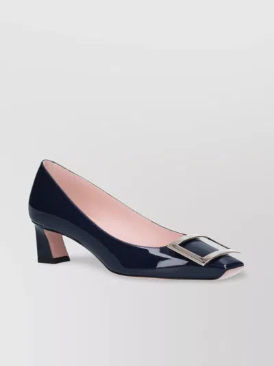 Roger Vivier Pointed Toe Patent Finish Square Buckle Pumps