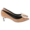 Roger Vivier Pointed Toe Pumps In Beige Patent Leather In Neutral