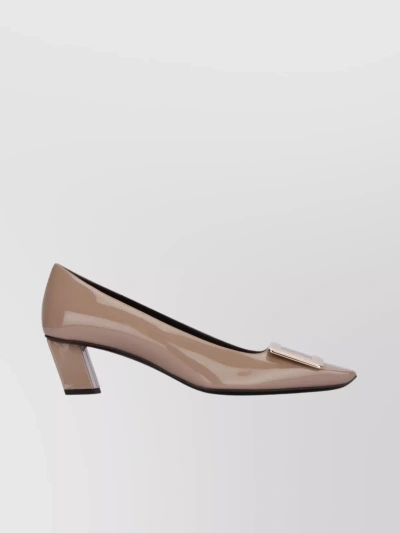 Roger Vivier Pointed Toe Pumps With Low Block Heel And Patent Finish In Brown