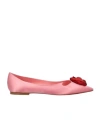 Roger Vivier Pointed Toe Satin Flat Shoes In Pink