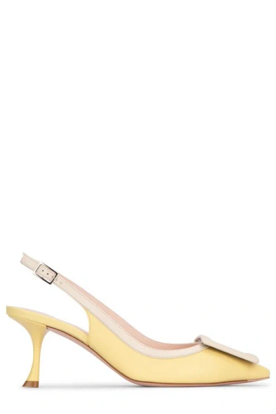 Roger Vivier Pointed Toe Slingback Pumps In Yellow