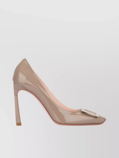 Roger Vivier Pointed Toe Stiletto Pumps With Patent Finish In White