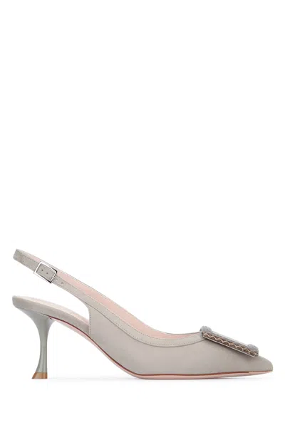 Roger Vivier Pointed Toe With Metal Ornament Slingback Heel In Neutral