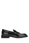 Roger Vivier Polished Calfskin Loafers With Metallic Buckle Detail In Black