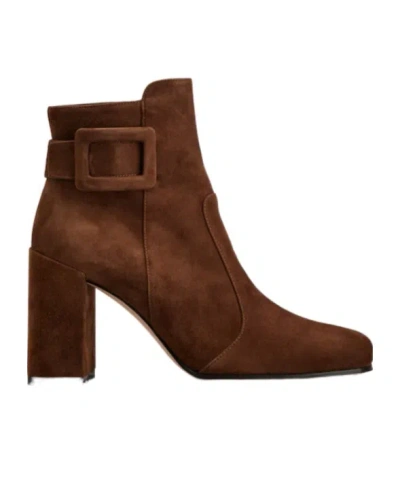 Roger Vivier Polly Booties In Suede In Brown