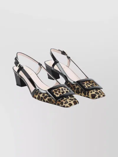 ROGER VIVIER PONY PRINT SLINGBACK SANDALS WITH BLOCK HEEL