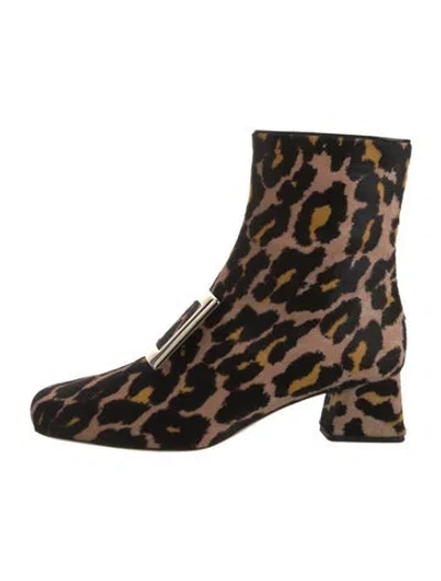 Pre-owned Roger Vivier Ponyhair Animal Print Boots W/ Tags In Neutrals