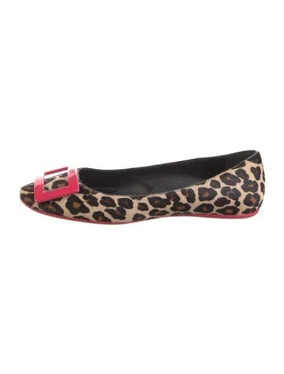 Pre-owned Roger Vivier Ponyhair Animal Print Flats