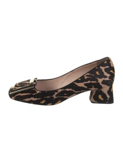 Pre-owned Roger Vivier Ponyhair Animal Print Pumps In Neutral