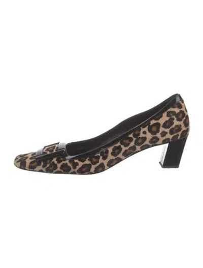 Pre-owned Roger Vivier Ponyhair Animal Print Pumps In Neutral