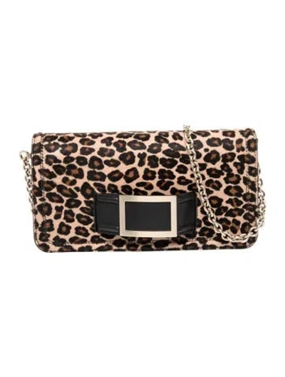 Pre-owned Roger Vivier Ponyhair Clutch In Neutrals