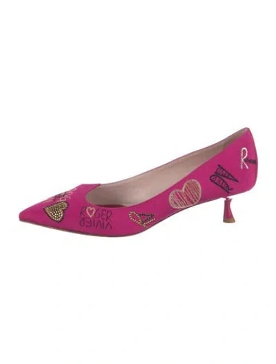 Pre-owned Roger Vivier Printed Crystal Embellishments Pumps In Pink
