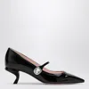 Roger Vivier Virgule 55 Crystal-embellished Patent-leather Mary Jane Pumps In Black