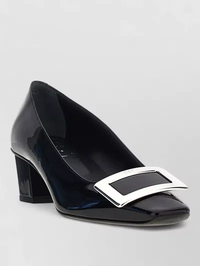 Roger Vivier Pumps Block Heel Closed Toe Square Buckle In Black