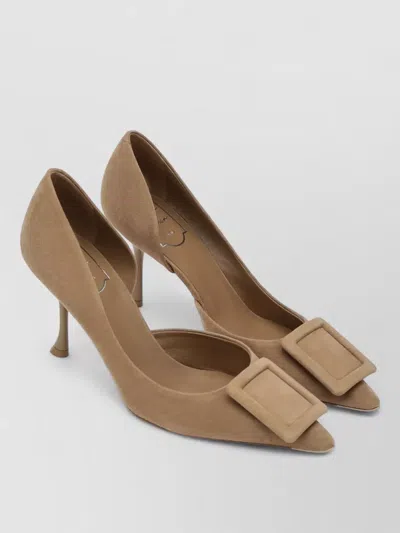 Roger Vivier Pumps Decorative Buckle Pointed Toe Stiletto Heel In Brown